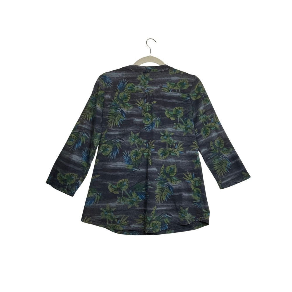 Fresh Produce Womens Tropical Palm Print Slub Cotton 3/4 Sleeve Tunic Top SM USA - Picture 2 of 13